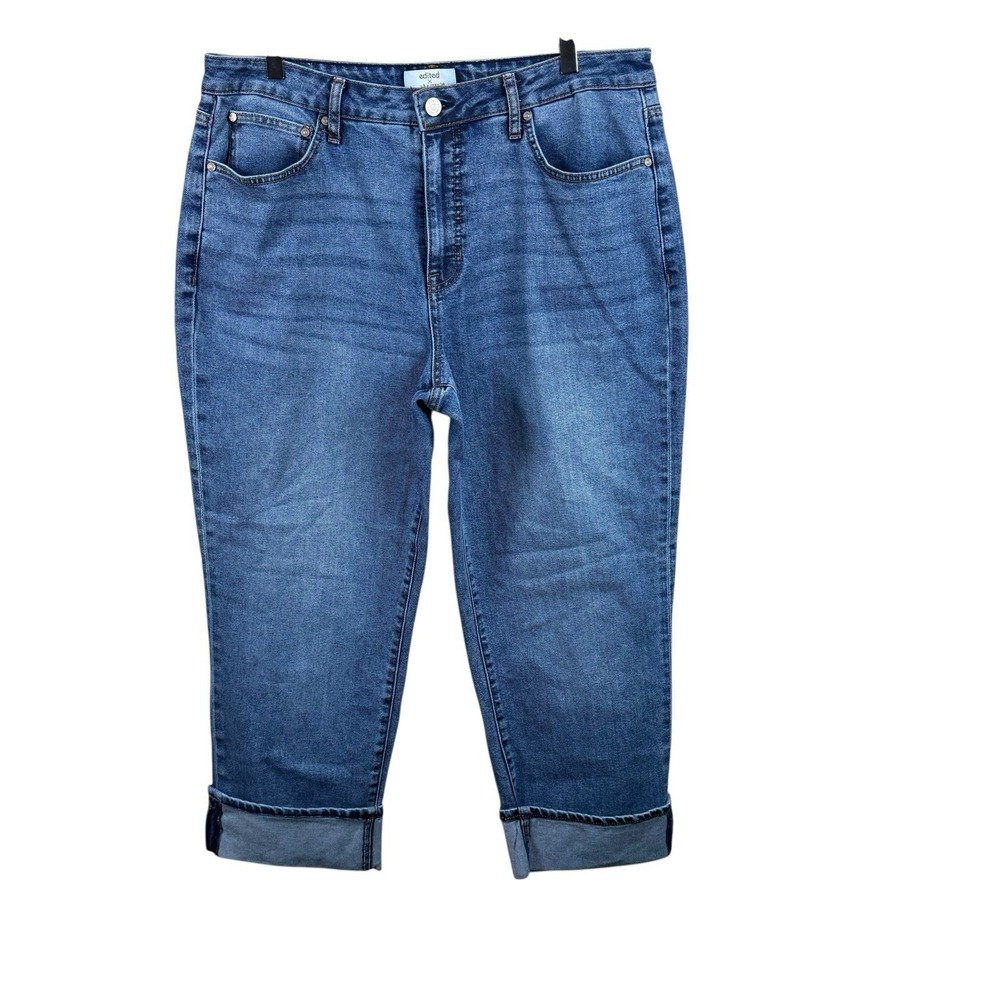 Edited by Hunter McGrady Women's Cuffed Wide Leg Jean Size 14 in Medium Wash